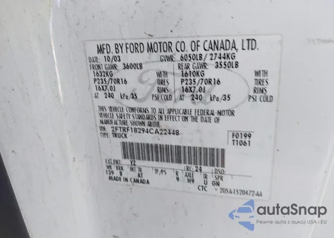 2004 Ford F-150 Heritage Xl/Xlt из США, поврежденный, VIN 2FTRF18294CA22448